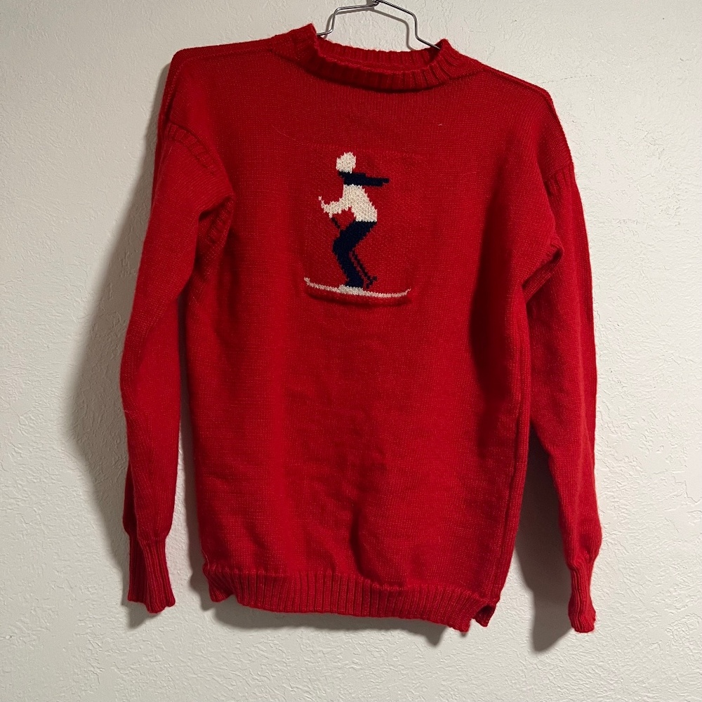 vintage knit wool women's ski sweater